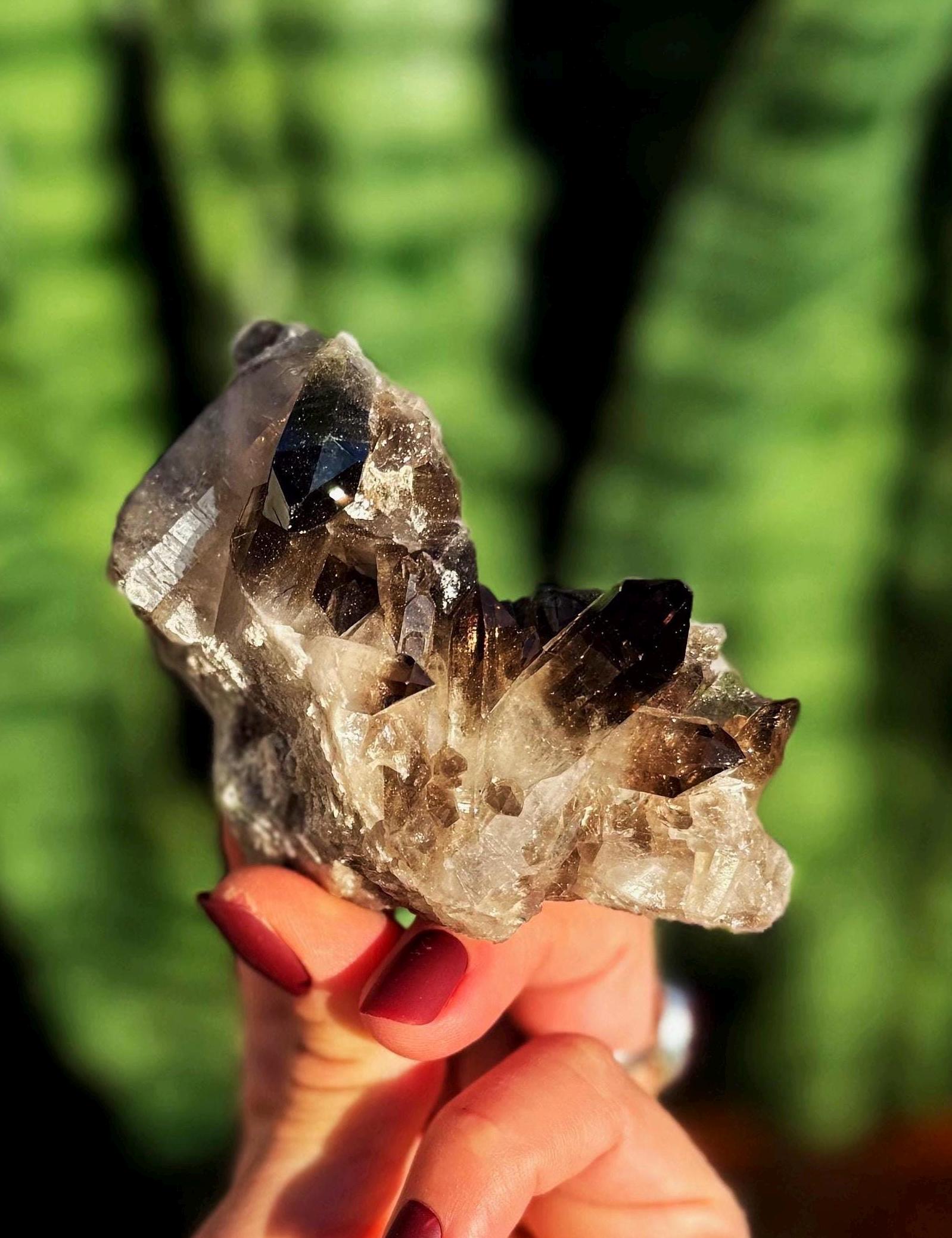 Smoky Quartz Crystal Cluster - For Grounding - Protection Crystal - Crystal Geode