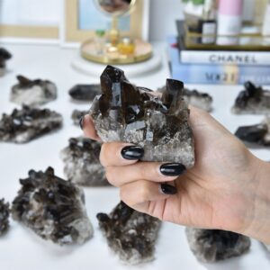 Large Smoky Quartz Crystal Cluster: Natural Home Decor Stone
