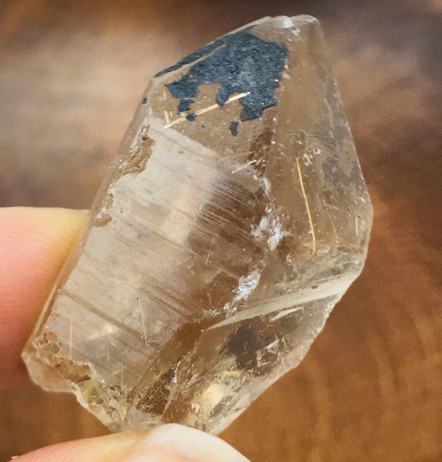 Rutilated Smoky Quartz Point: Raw Crystal Wand (15.3g)