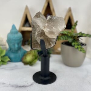 Smokey Quartz Rutilated Raw Semi Polished Point On A Spinning Stand - (DOOAK-S29-07)
