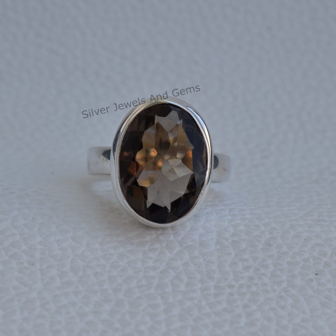 Natural Smoky Quartz Ring, Handmade Ring, 925 Sterling Silver Ring, Oval Brown Quartz Ring, Gift For Her, Capricorn Birthstone Ring