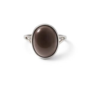 Oval Smoky Quartz Ring: 925 Sterling Silver Statement Ring