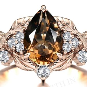 Pear Shaped Smoky Quartz Engagement Ring Branch Texture Wedding Ring Tree Texture Smoky Quartz Ring Art Deco Leaf Design Bridal Promise Ring Pear Shaped Smoky Quartz Engagement Ring Branch Texture Wedding Ring Tree Texture Smoky Quartz Ring Art Deco Leaf Design Bridal Promise Ring