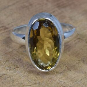Smoky Quartz Sterling Silver Ring: Oval Faceted Gemstone, November Birthstone