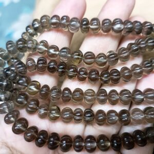 7 Inches Strand, Natural Smoky Quartz Smooth Melon Shape Rondelles Size 7-8mm 7 Inches Strand, Natural Smoky Quartz Smooth Melon Shape Rondelles Size 7-8mm
