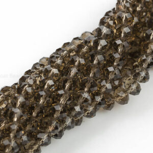 8mm Crystal Rondelle -2 Or 5 Or 10 Strands- Smokey Quartz