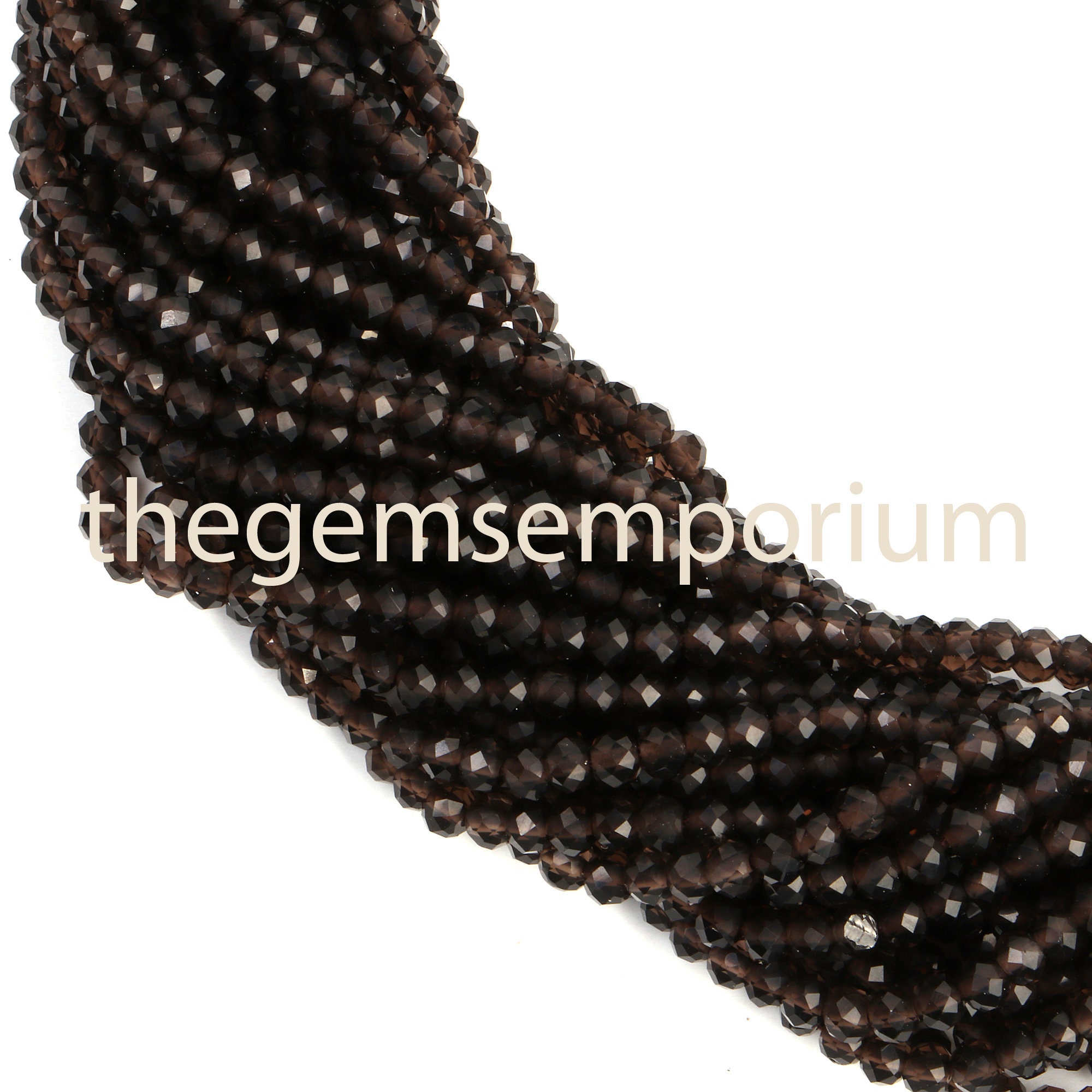 Aaa Smoky Quartz Rondelle Beads, Diamond Cut, 3-3.25mm