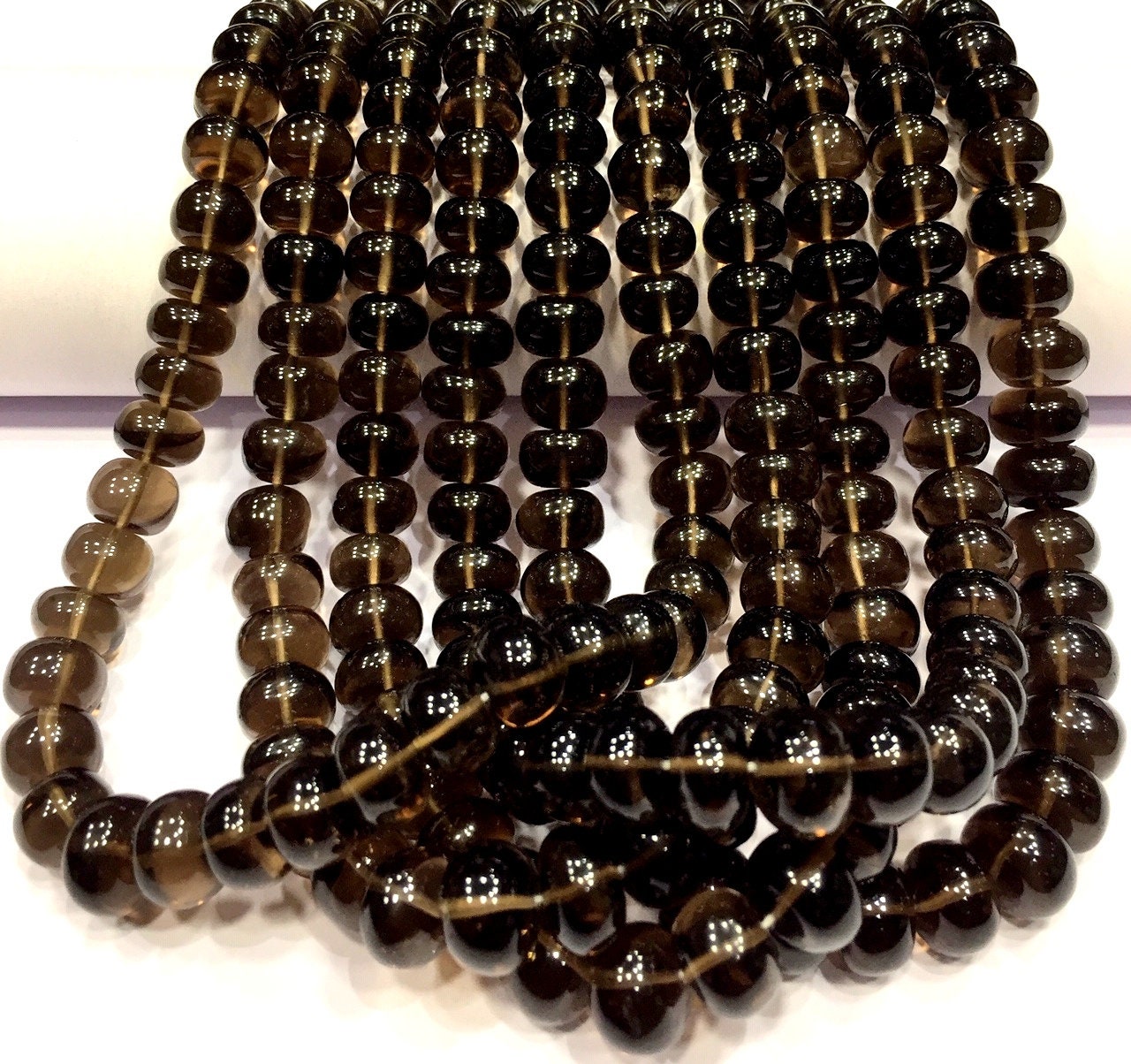 Aaa+ Quality~~natural Smoky Quartz Smooth Rondelle Beads 7-9.mm Rondelle Beads Dark Smoky Quartz Gemstone Beads Jewelry Making Beads.