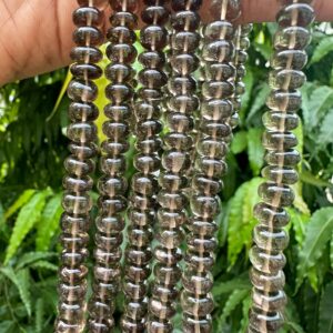 Bead Smoky Quartz Plain Smooth Rondelle 7-8mm Size 16inch Length Each Bead Smoky Quartz Plain Smooth Rondelle 7-8mm Size 16inch Length Each