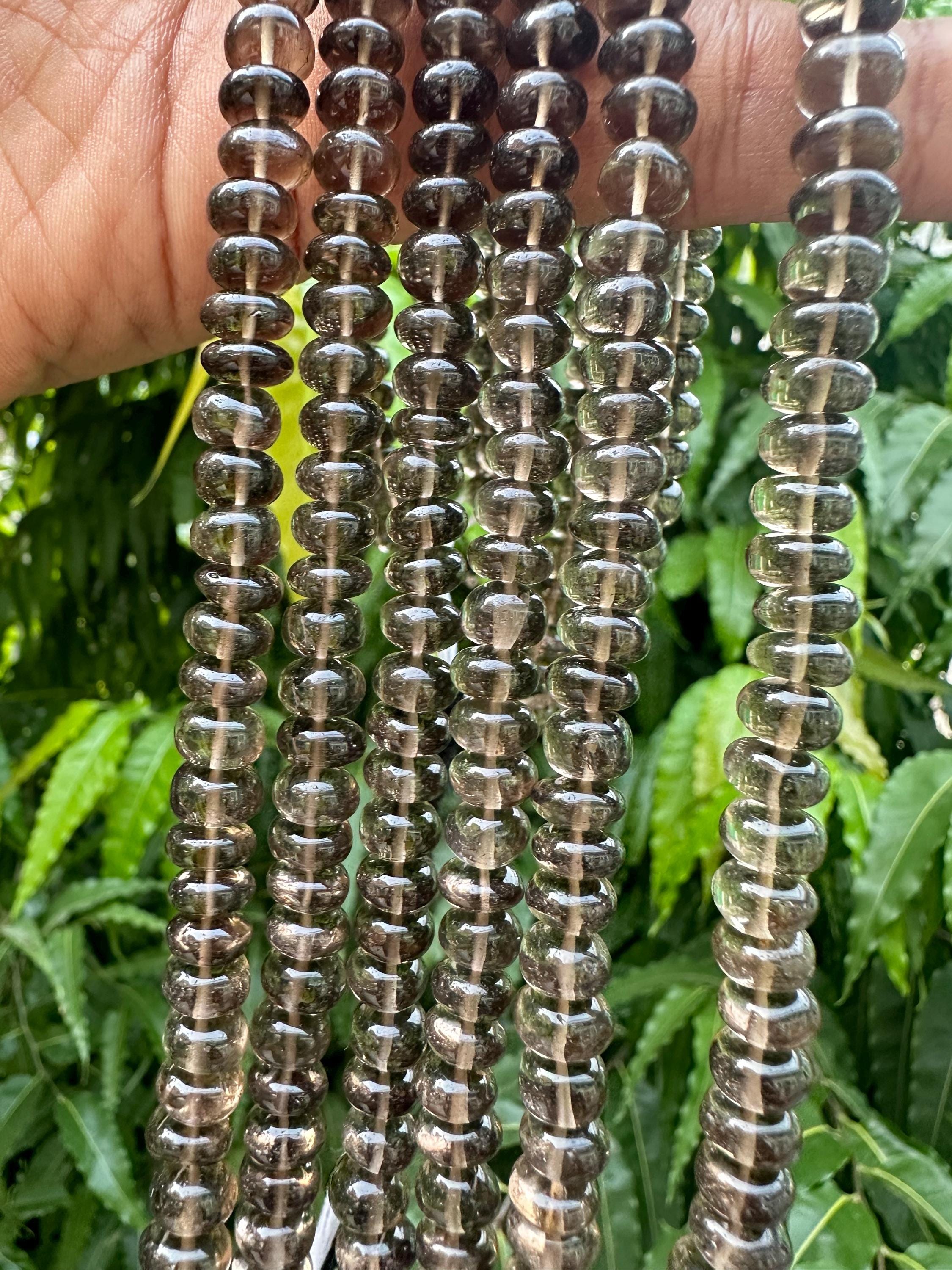 Bead Smoky Quartz Plain Smooth Rondelle 7-8mm Size 16inch Length Each Bead Smoky Quartz Plain Smooth Rondelle 7-8mm Size 16inch Length Each
