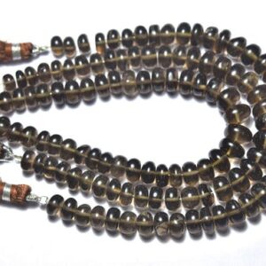 Clear Smoky Quartz Rondelle Beads - 7 inches - Natural Beautiful Smooth Smoky Quartz Beads Rondelles - Size is 7-8.5 mm #395 Clear Smoky Quartz Rondelle Beads - 7 inches - Natural Beautiful Smooth Smoky Quartz Beads Rondelles - Size is 7-8.5 mm #395