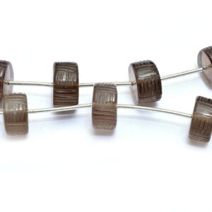 Smoky Quartz Gemstone Heishi Carving Beads | 11mm-13mm Tyre Rondelle | Natural Brown Smoky Semi Precious Gemstone Carving | 5 Loose Beads Smoky Quartz Gemstone Heishi Carving Beads | 11mm-13mm Tyre Rondelle | Natural Brown Smoky Semi Precious Gemstone Carving | 5 Loose Beads
