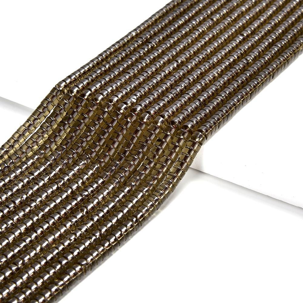 Smoky Quartz Gemstone  Heshi Rondelle Slice 4x2mm Beads 15 Inch Full Strand Wholesale (80019472-p105)
