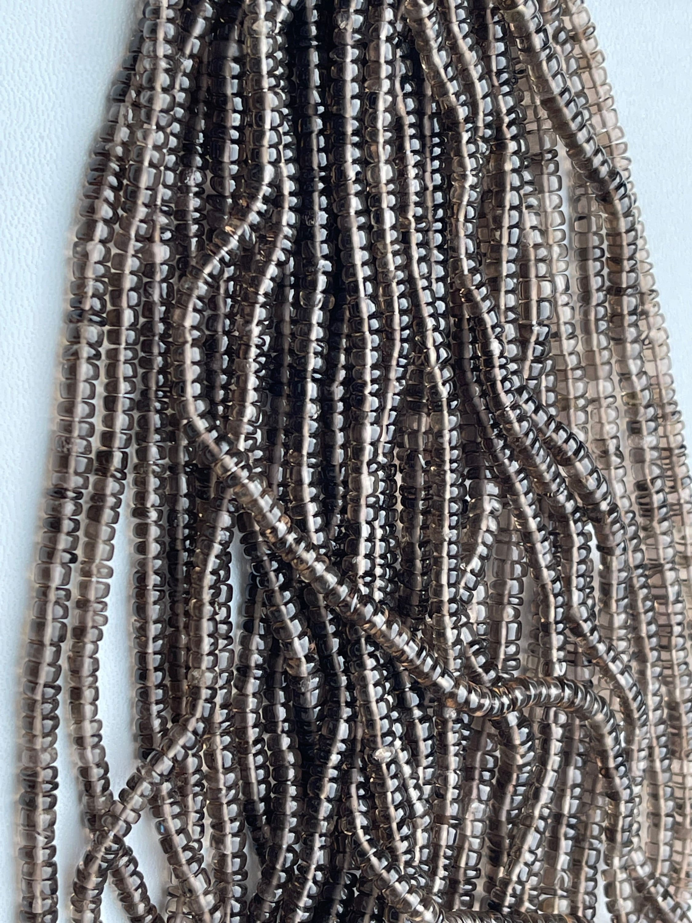 Smoky Quartz Rondelle / Heishi Beads 4-5mm 16” Length