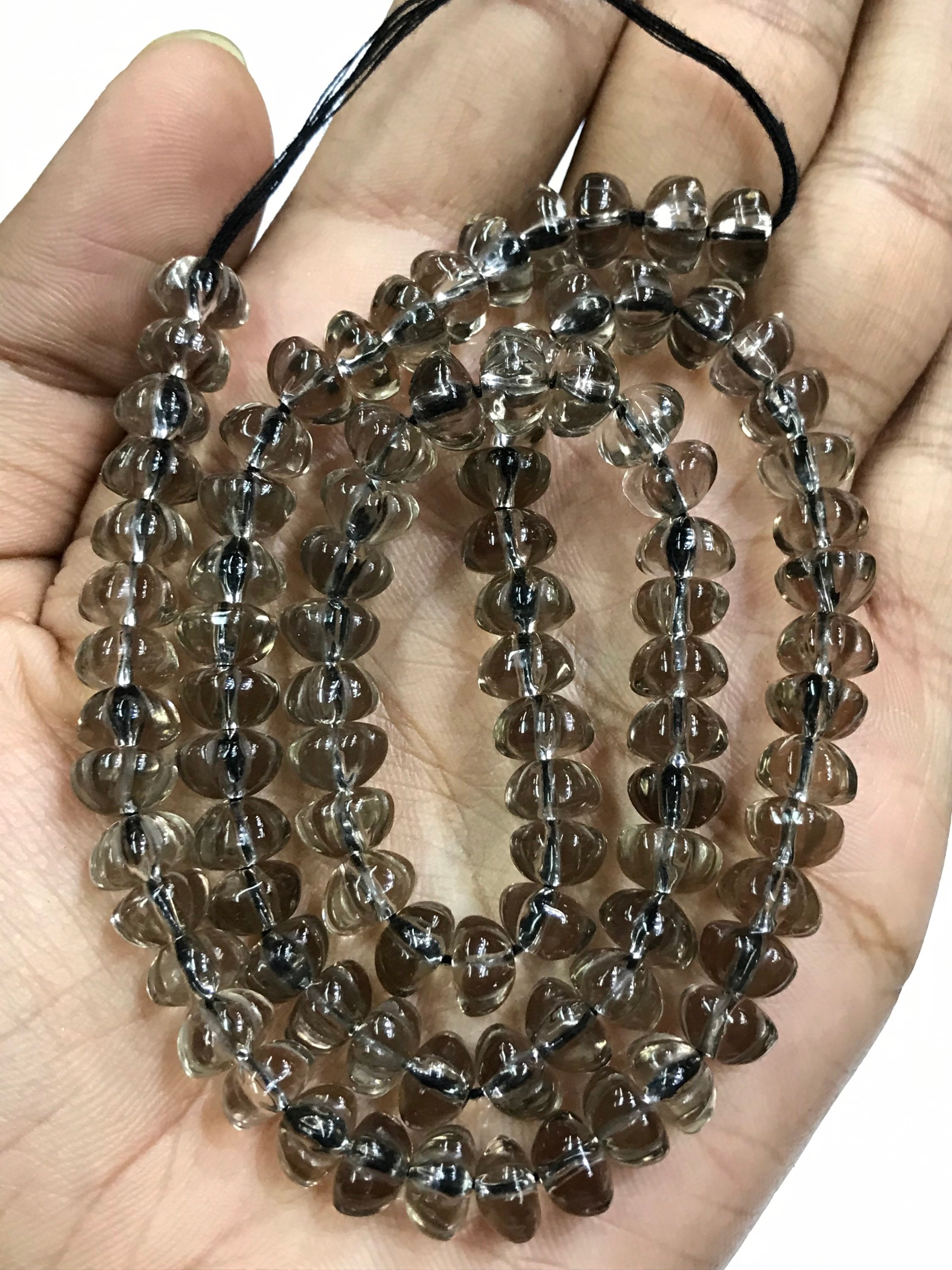Natural Smoky Quartz Pumpkin Rondelle Beads/aaa Quality 8 Mm 18" Smoky Quartz Gemstone Beads/clean Smoky Quartz 8mm “pumpkin” (carved)/rare