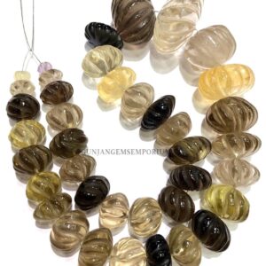 So Rare Aaa+ Smoky Quartz Carved Rondelle Beads 14-30mm Smoky Quartz Gemstone Beads Unique Twisted Carved Melon Beads 16” Strand So Rare Aaa+ Smoky Quartz Carved Rondelle Beads 14-30mm Smoky Quartz Gemstone Beads Unique Twisted Carved Melon Beads 16” Strand