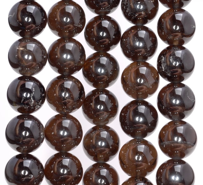 12mm Natural Dark Black Smoky Quartz Gemstone Grade Aaa Round Loose Beads 15.5 Inch Full Strand (80003813-b96)