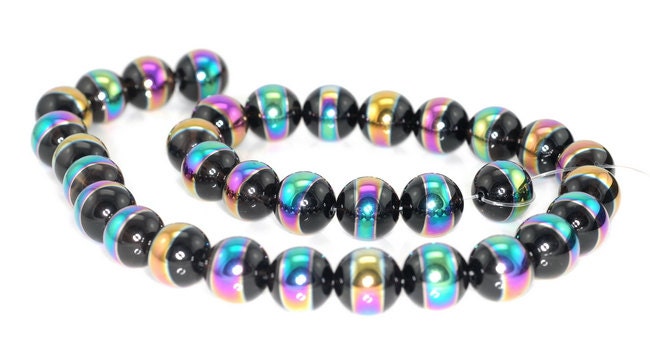 12mm Titanium Rainbow Smoky Quartz Gemstone Round Loose Beads 7 Inch Half Strand (90144358-b50)