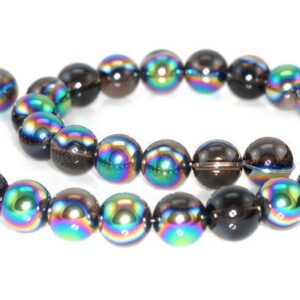 12mm Titanium Rainbow Smoky Quartz Gemstone Round Loose Beads 7 Inch Half Strand (90144362-b50) 12mm Titanium Rainbow Smoky Quartz Gemstone Round Loose Beads 7 Inch Half Strand (90144362-b50)