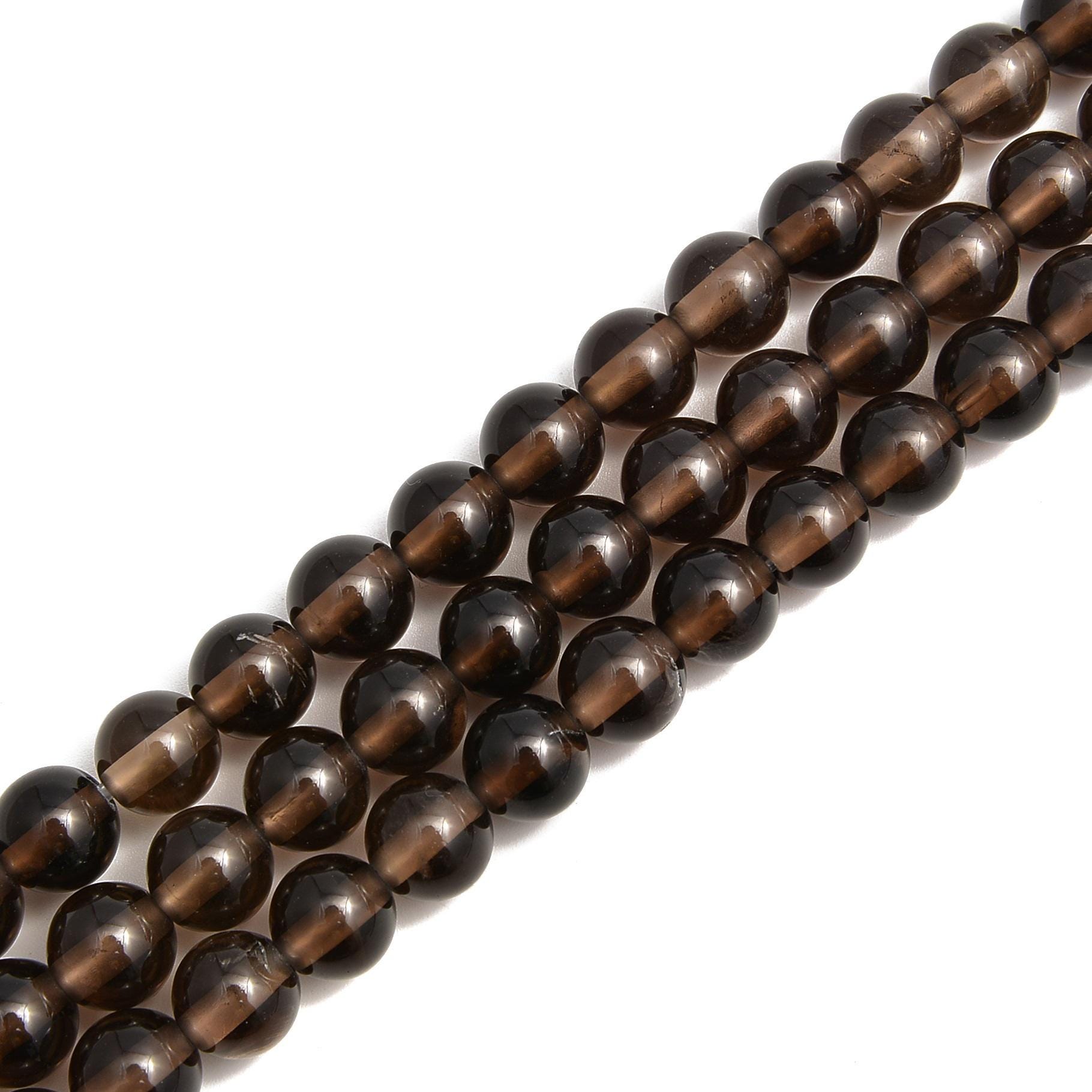 2.0mm Hole Smoky Quartz Smooth Round Beads Size 10mm 15.5'' Strand