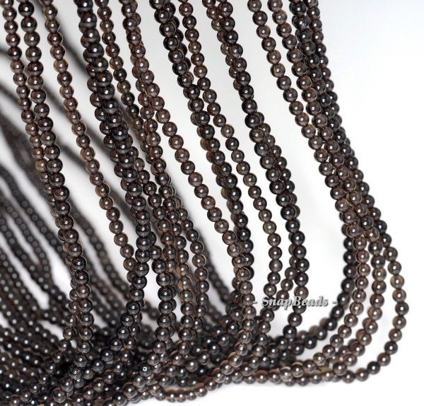 2mm Smoky Quartz Gemstone Grade A Smoky Brown Round 2mm Loose Beads 16 Inch Full Strand (90147955-107-2mm F)