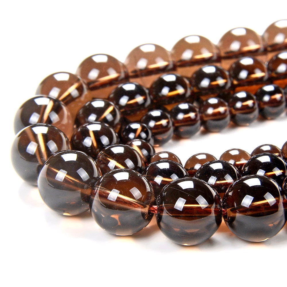8mm Smoky Quartz Gemstone Round Loose Beads 7.5 Inch Half Strand (90144147 H-b21)