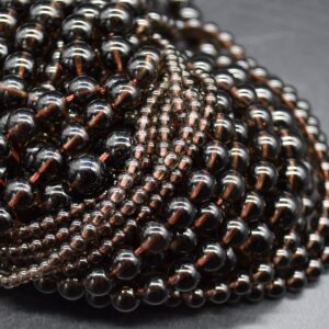 Smoky Quartz Round Beads - 4mm, 6mm, 8mm, 10mm Sizes - 14" Strand - Natural Gemstone Beads For Jewellery Making , Crystal Beads Smoky Quartz Round Beads - 4mm, 6mm, 8mm, 10mm Sizes - 14" Strand - Natural Gemstone Beads For Jewellery Making , Crystal Beads