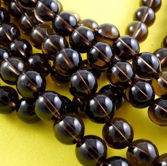 Smoky Quartz Beads (round)(smooth)(4mm)(6mm)(8mm)(10mm)(16"strand)