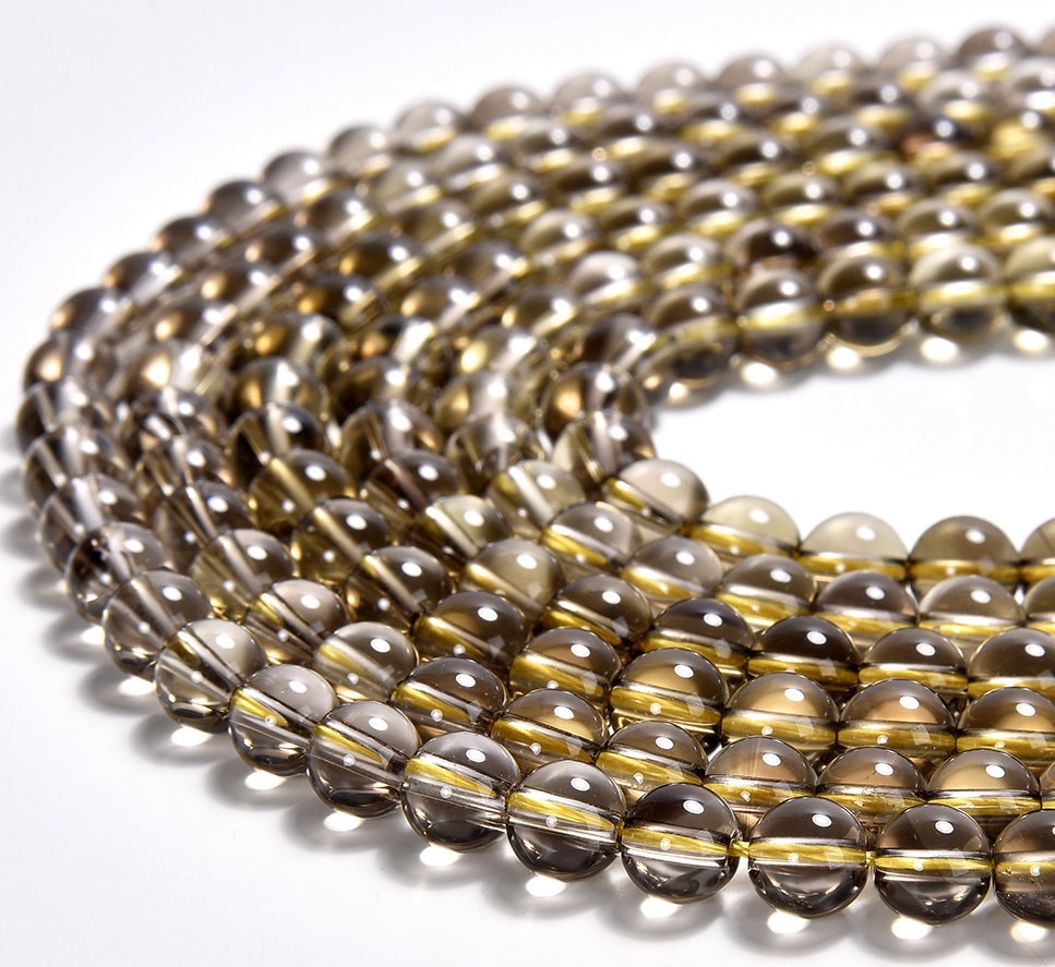 Natural Lemon Smoky Quartz Gemstone Grade Aaa Round 7mm Loose Beads 7.5 Inch Half Strand (80019321-d557)