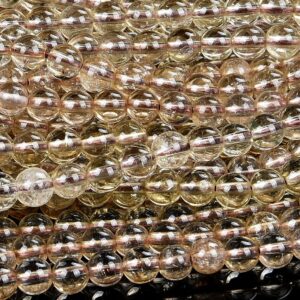 Natural Lemon Smoky Quartz Gemstone Round 6mm 8mm Loose Beads (d550) Natural Lemon Smoky Quartz Gemstone Round 6mm 8mm Loose Beads (d550)