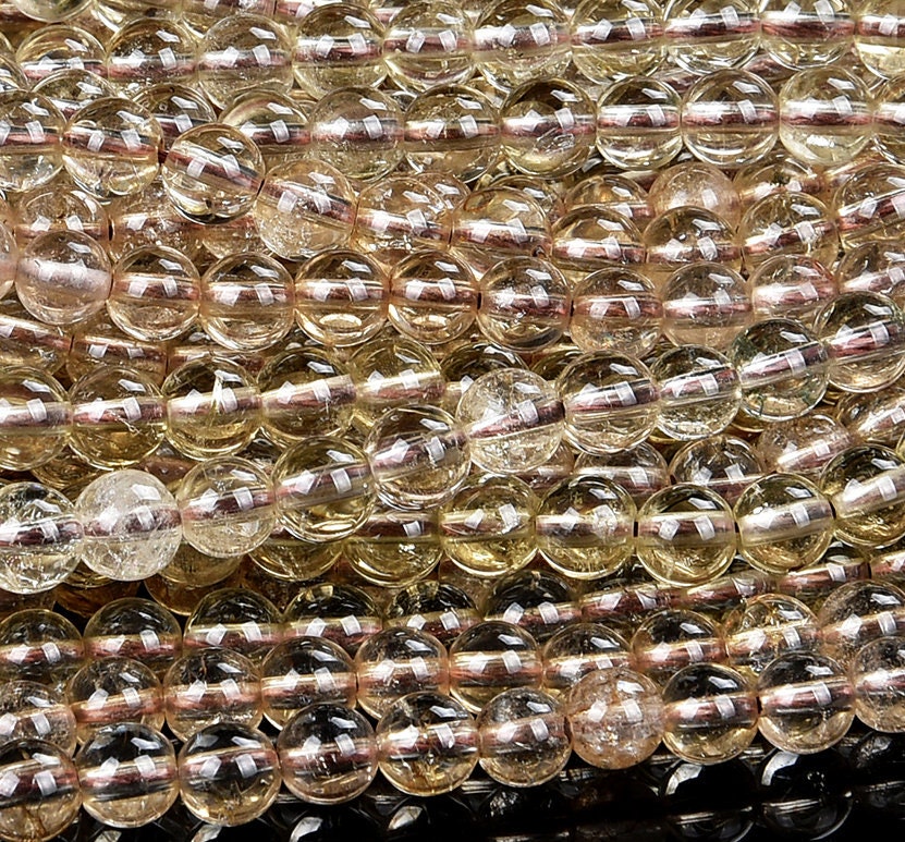 Natural Lemon Smoky Quartz Gemstone Round 6mm 8mm Loose Beads (d550)