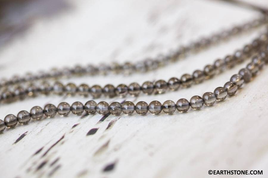 Xs/ Smoky Quartz 3mm Round Beads 16" Strand Enhanced Gemstone For Jewelry Making