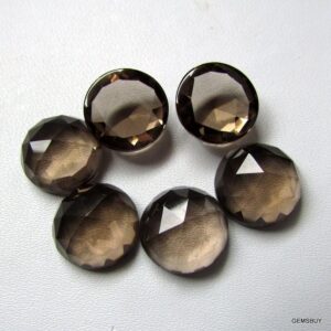 12mm Aaa Smoky Quartz Gemstone: Round Rose Cut Loose Stone 12mm Aaa Smoky Quartz Gemstone: Round Rose Cut Loose Stone