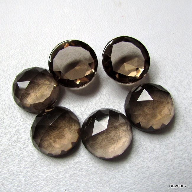 12mm Aaa Smoky Quartz Gemstone: Round Rose Cut Loose Stone