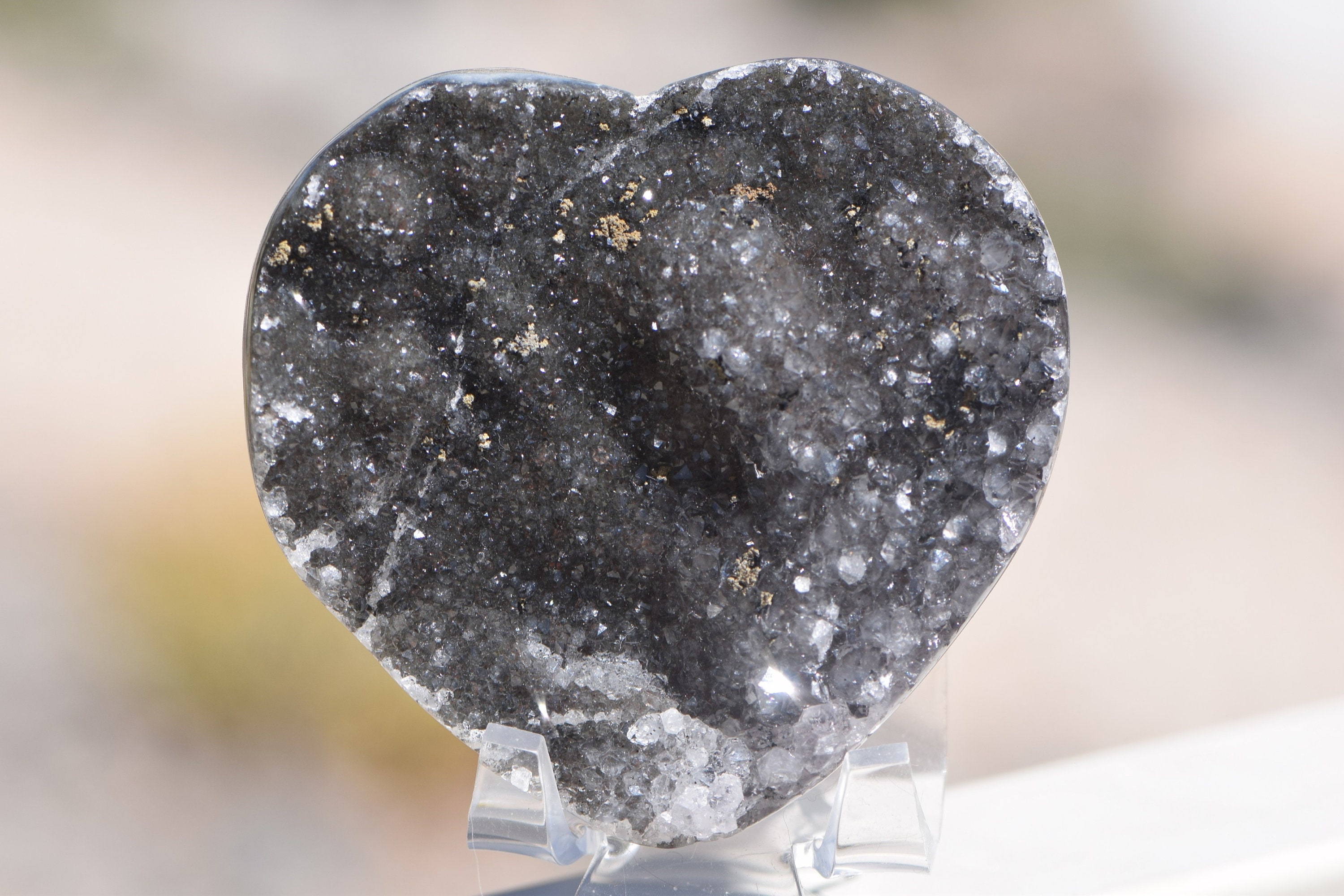 Brown/grey Druzy Smoky Quartz Heart