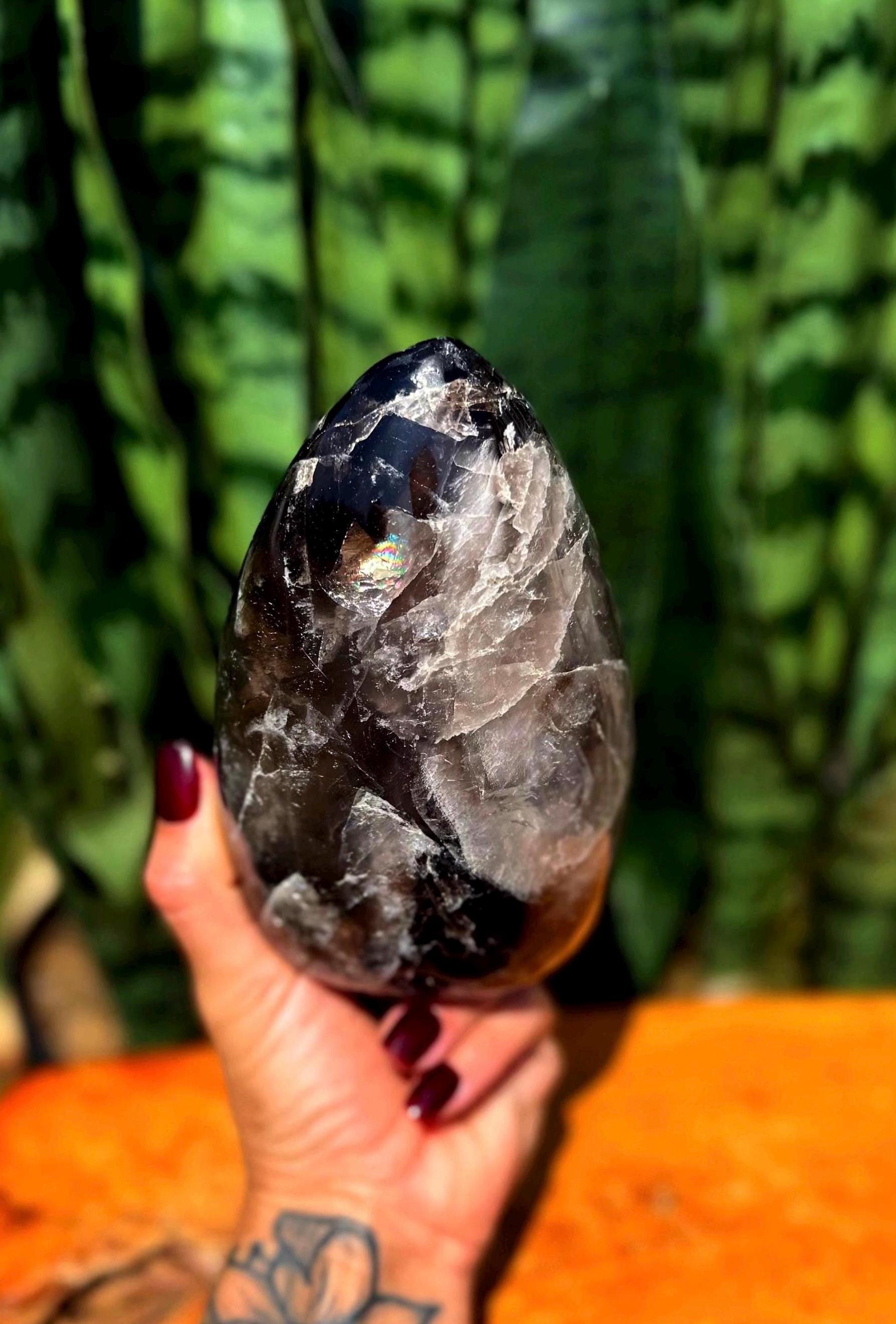 Smoky Quartz Crystal Free Form W/ Lots Of Rainbows - Root Chakra Crystal - Grounding & Protection