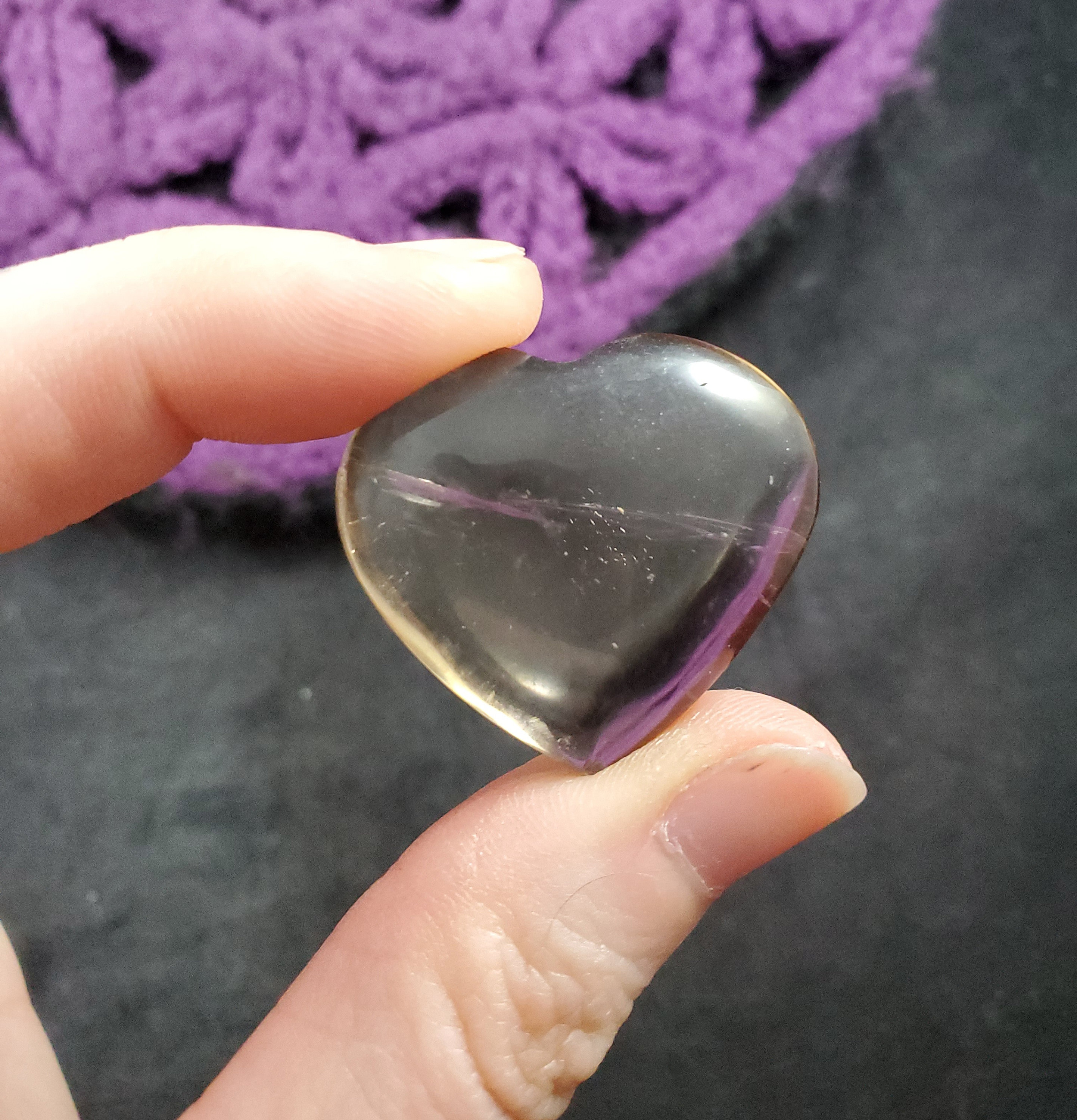 Smoky Quartz Heart Crystal Stones Small Pocket Crystals Polished Light Smokey Carving Carved Shape Rock