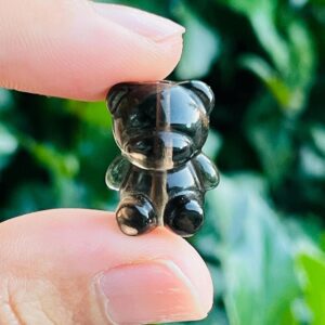 Mini Smoky Quartz Crystal Bear: Carved Gemstone Bead (15-19mm) Mini Smoky Quartz Crystal Bear: Carved Gemstone Bead (15-19mm)