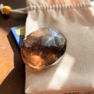 Smoky Quartz Palm Stone: Grounding Healing Crystal, Reiki Infused