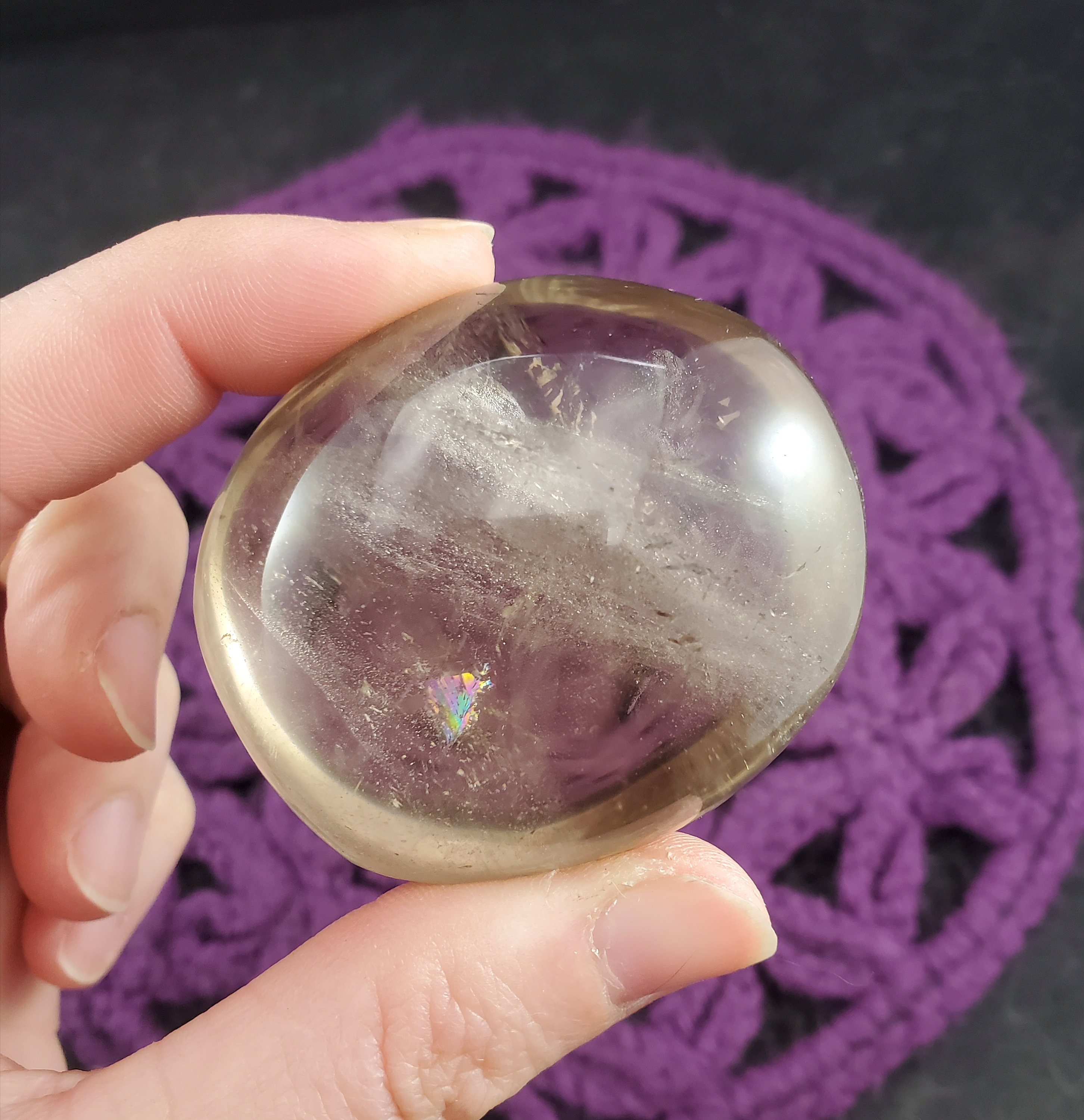 Smoky Quartz Palmstone Gallet Crystal Palm Stone Natural Smokey Madagascar