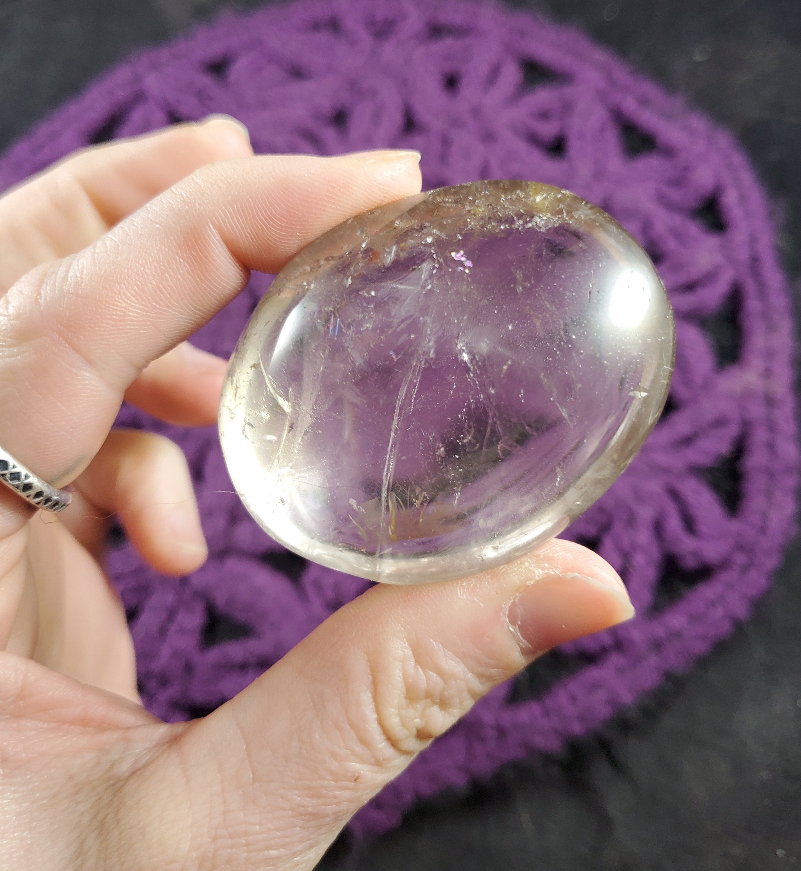 Smoky Quartz Palmstone Gallet Crystal Palm Stone Natural Smokey Madagascar