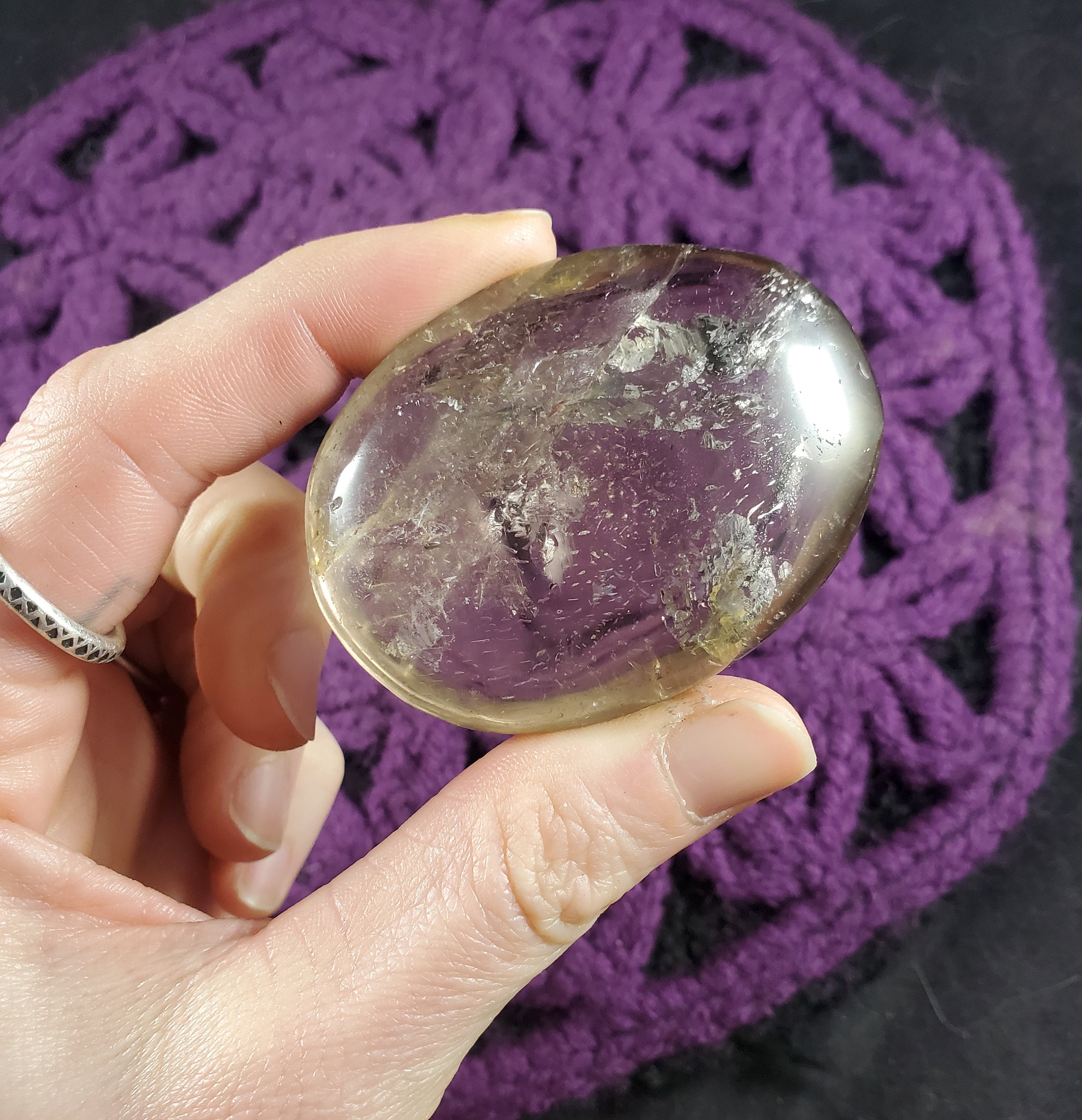 Smoky Quartz Palmstone Gallet Crystal Palm Stone Natural Smokey Madagascar