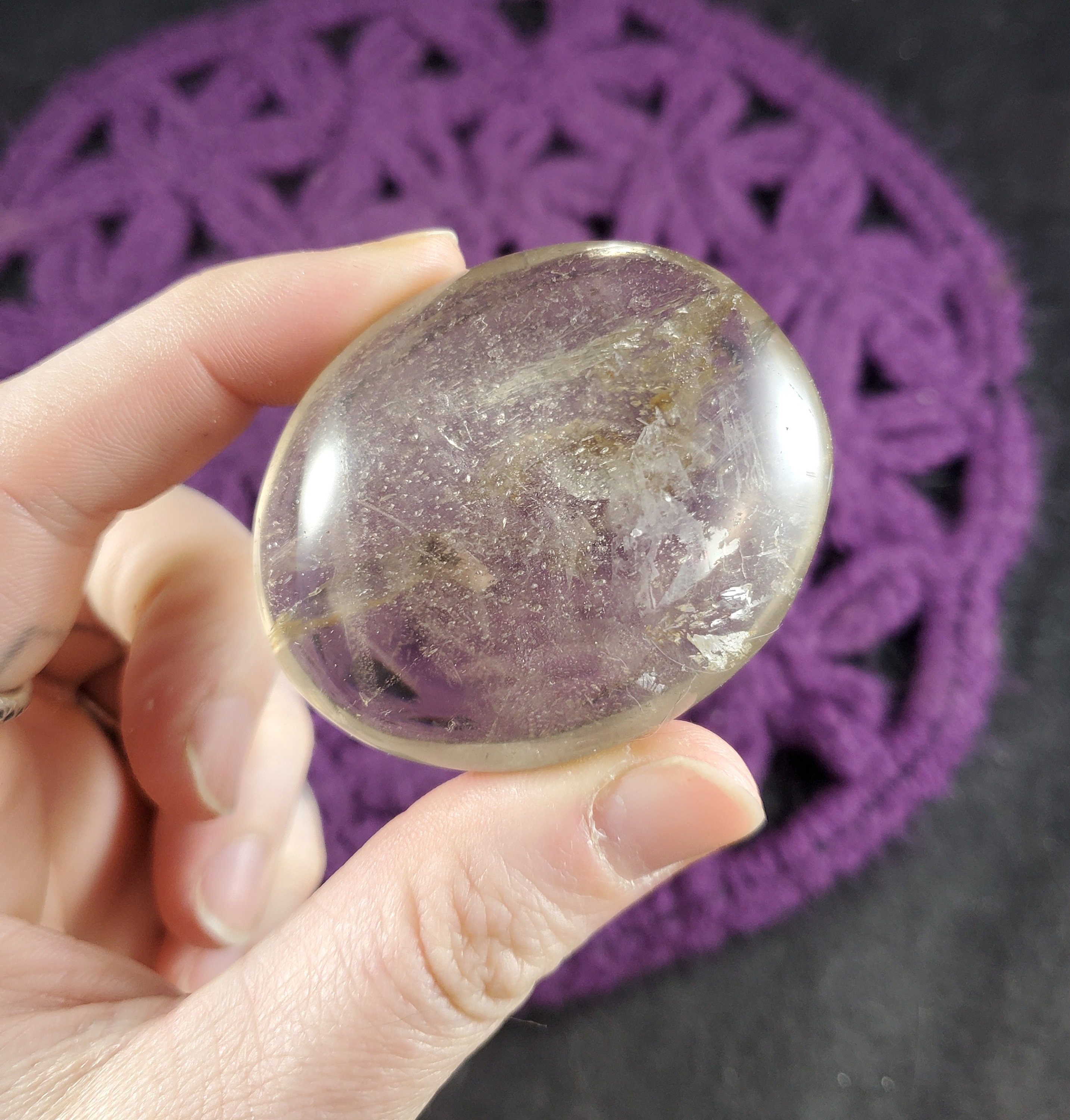 Smoky Quartz Palmstone Gallet Crystal Palm Stone Natural Smokey Madagascar