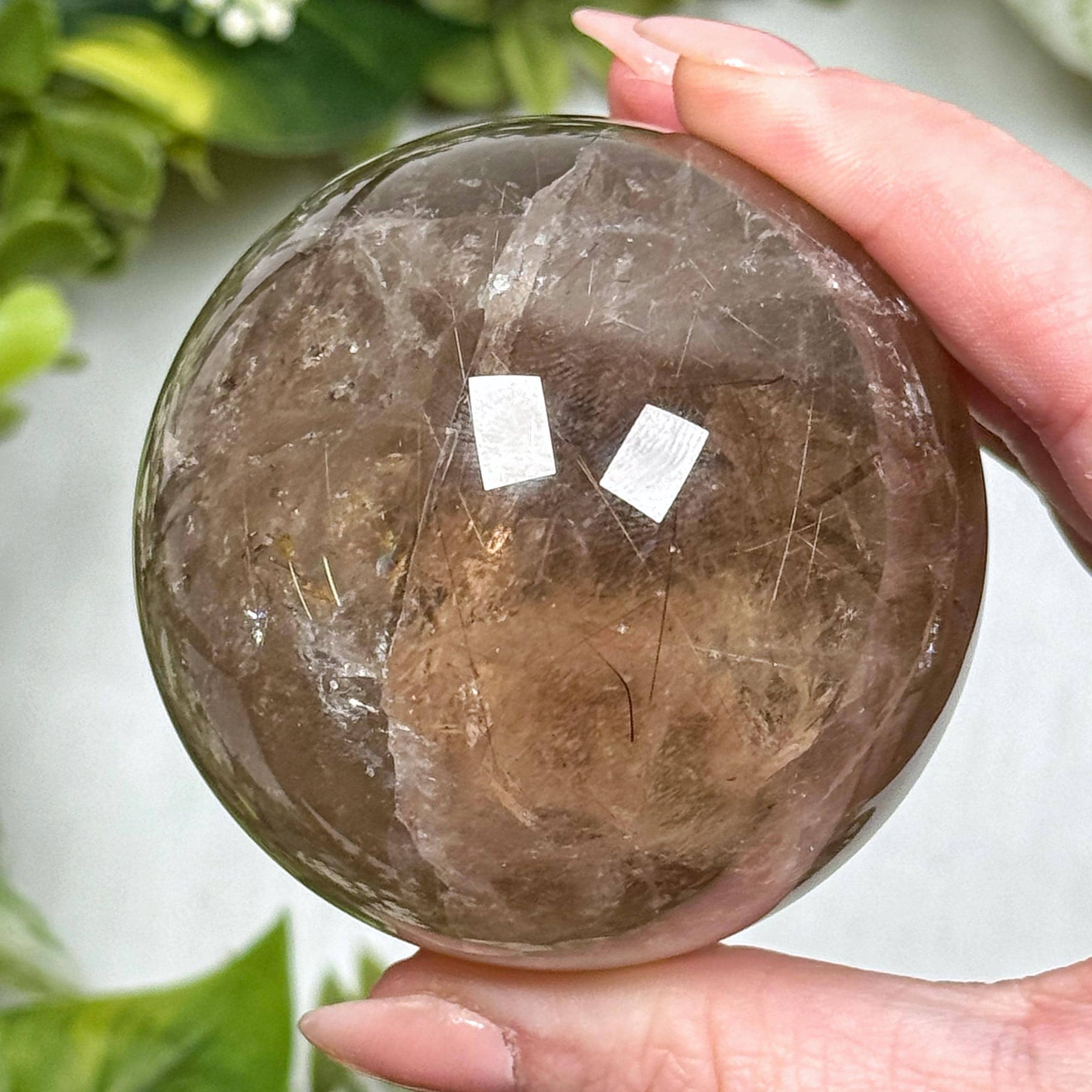 Smoky Quartz Sphere | 60mm | - #2 (polished Brown Crystal Ball, Root Chakra, Healing Stone)