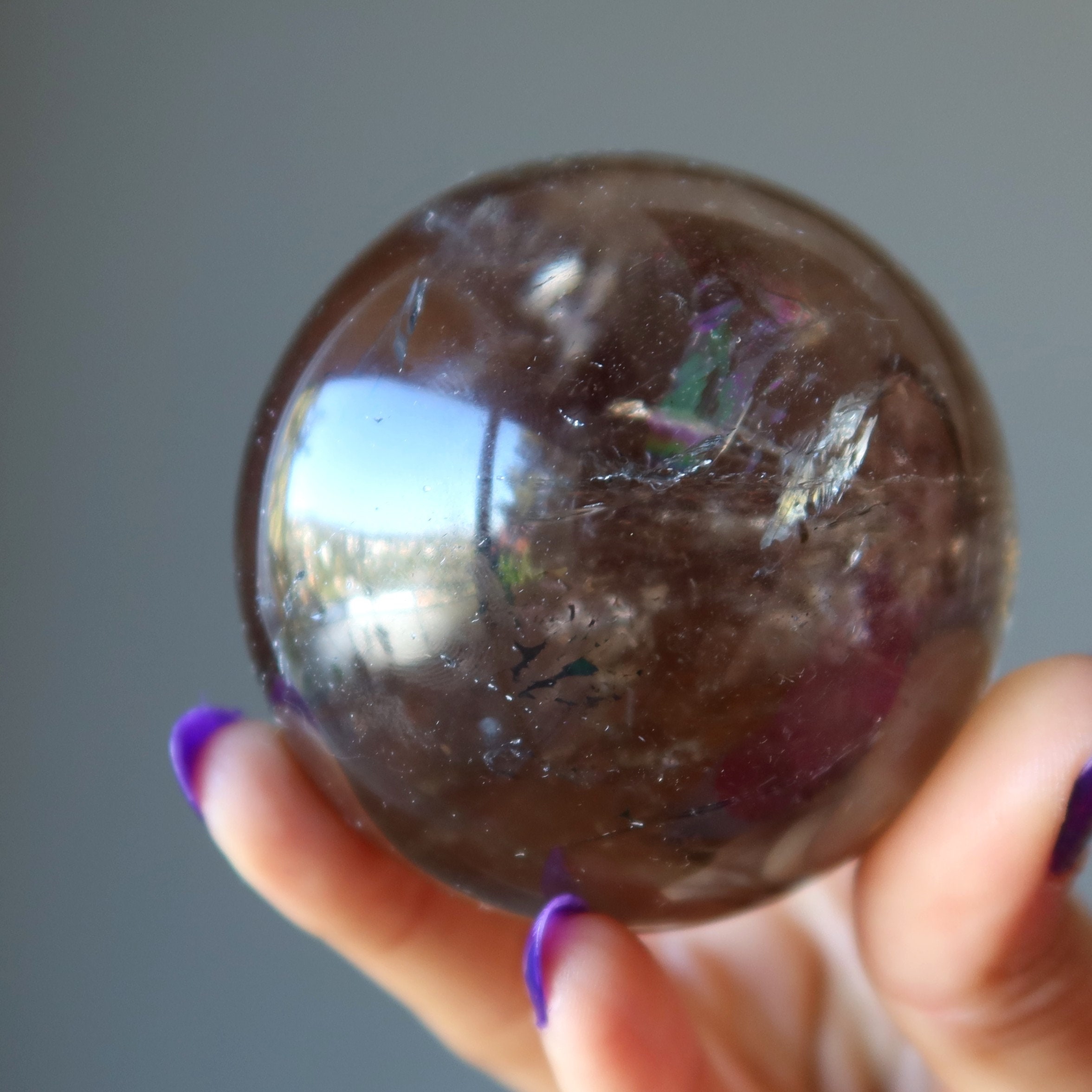 Smoky Quartz Sphere Brown Rainbow Of Hope Crystal Ball