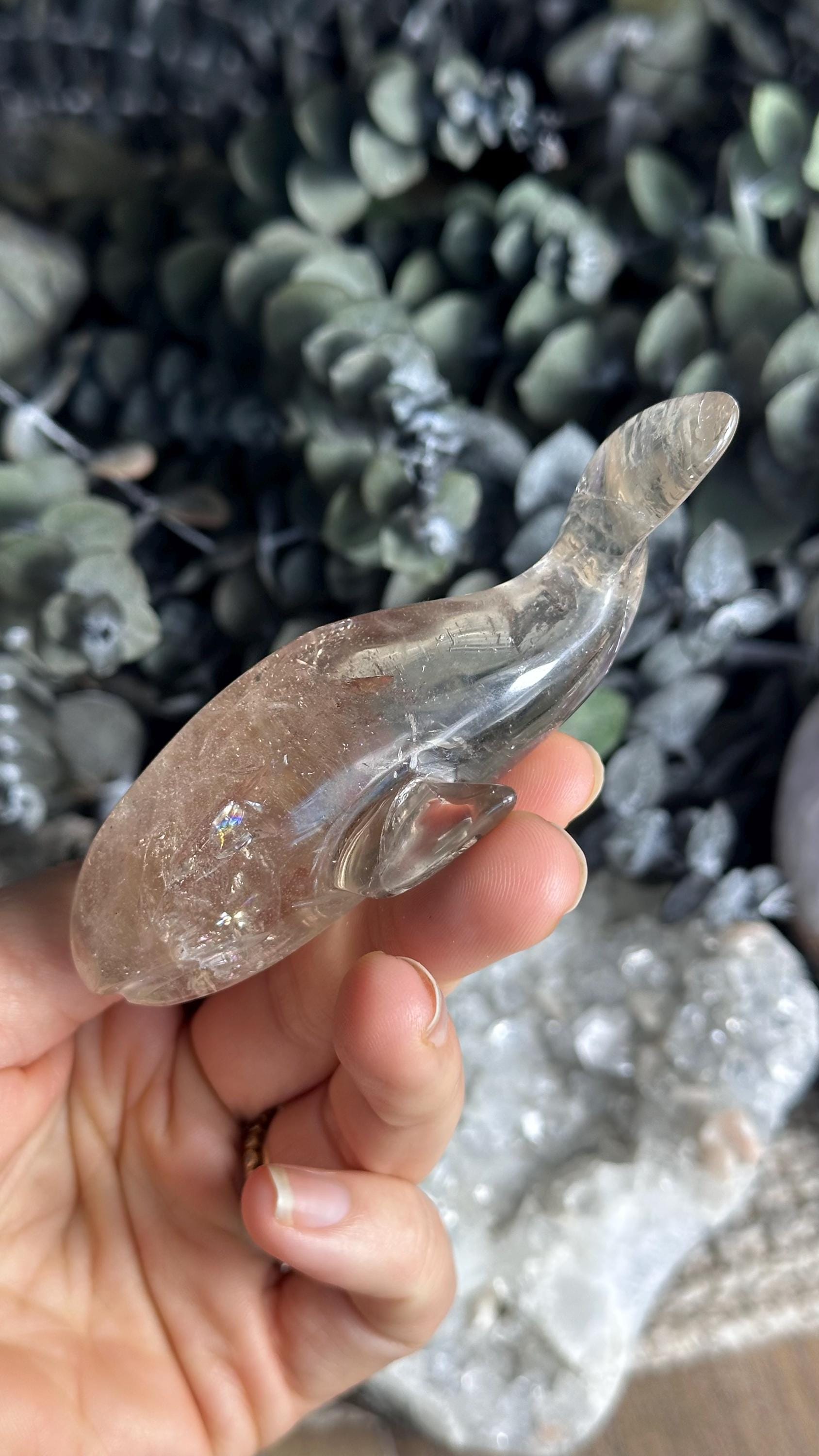 Smoky Quartz Whale, Whale Crystal Carving