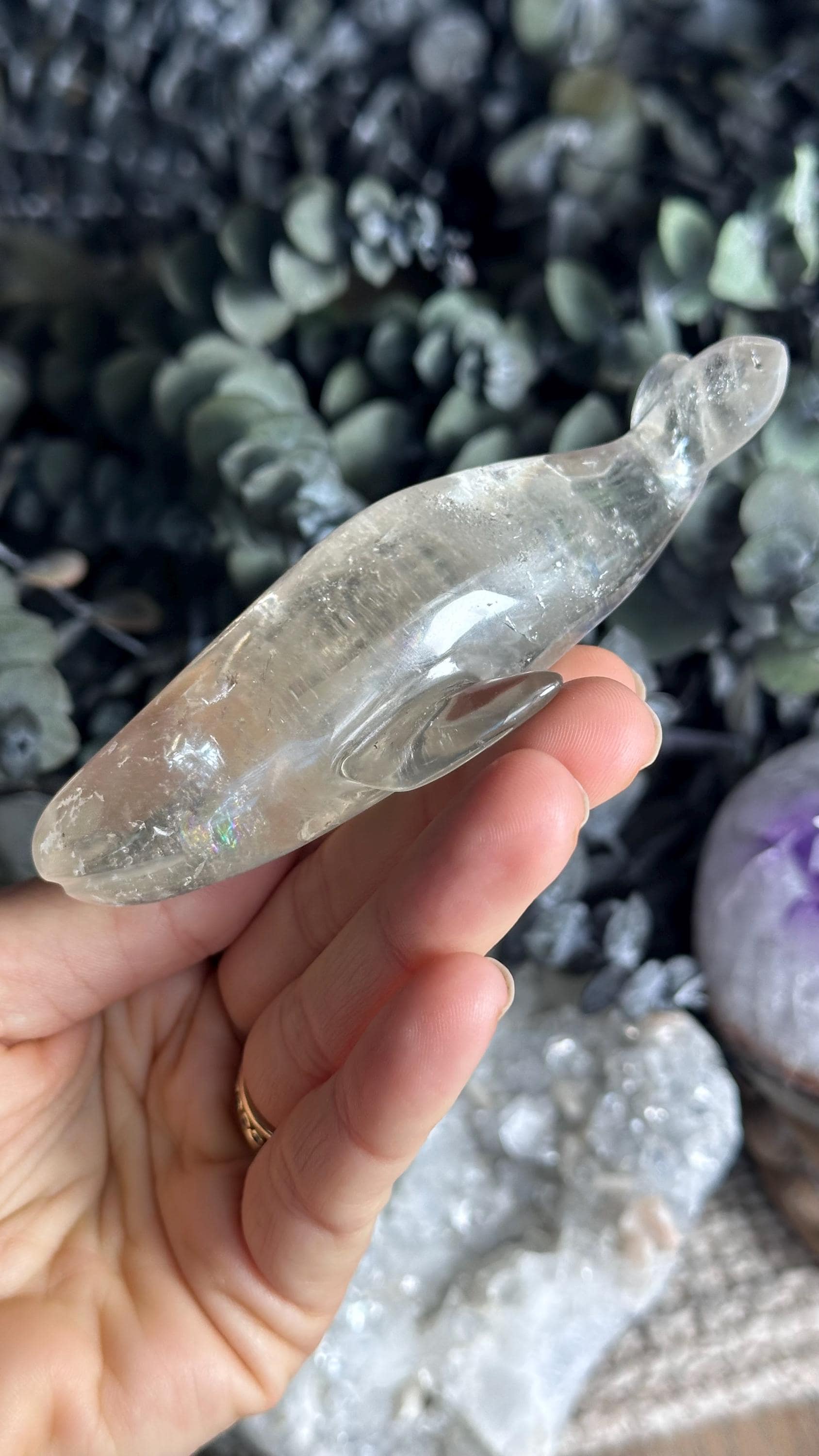 Smoky Quartz Whale, Whale Crystal Carving