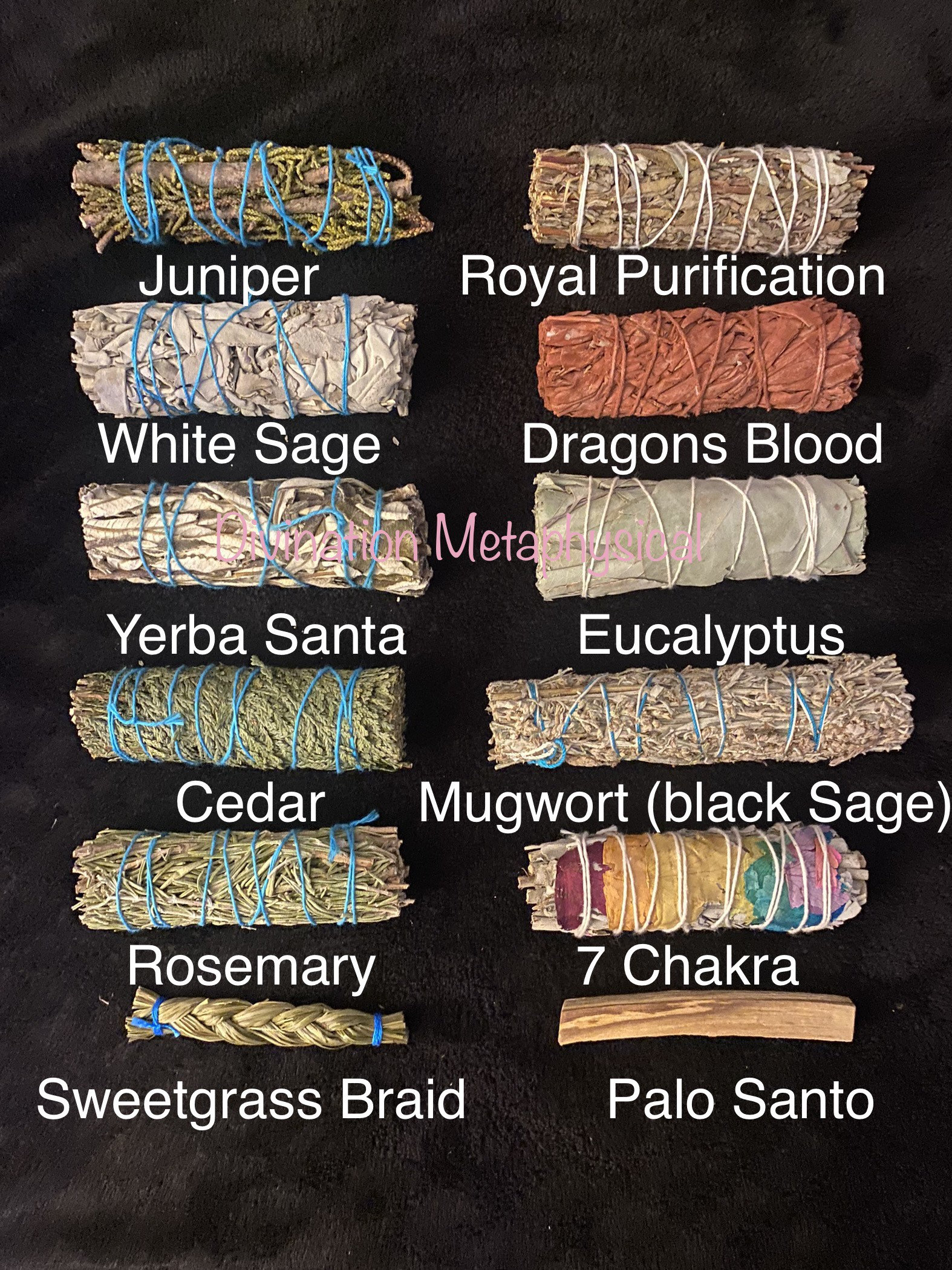 25+ Choices | Byo Smudge Kit | Black Sage | White Sage | Dragons Blood | Yerba Santa | Eucalyptus | Cedar | Juniper | Sweetgrass | Palo Sant 25+ Choices | Byo Smudge Kit | Black Sage | White Sage | Dragons Blood | Yerba Santa | Eucalyptus | Cedar | Juniper | Sweetgrass | Palo Sant