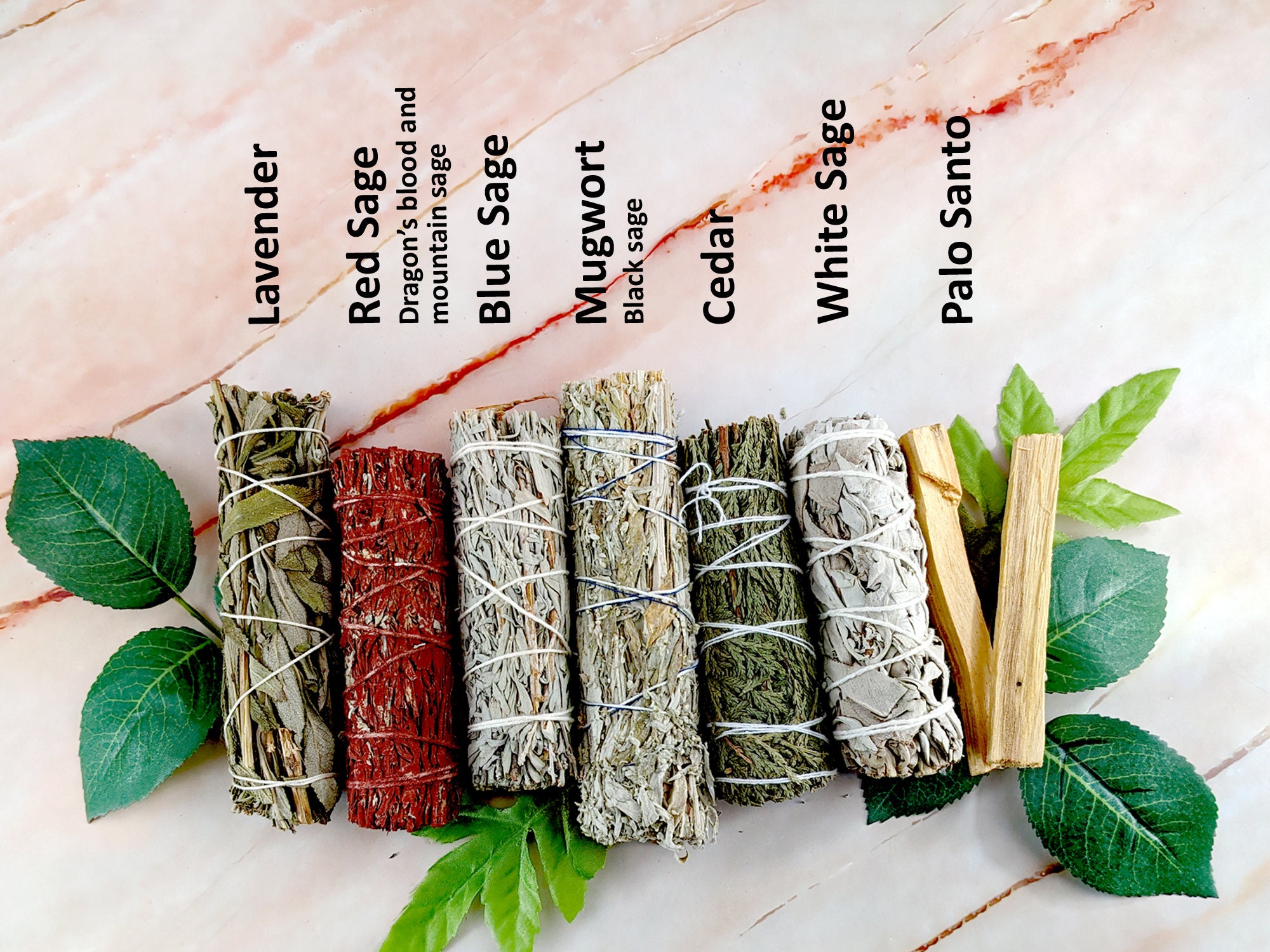 Smudge Kit | 3 Styles - White Sage, Red Sage, Lavender, Cedar, Mugwort, Blue Sage, Yerba Santa, Palo Santo, Desert Sage And More