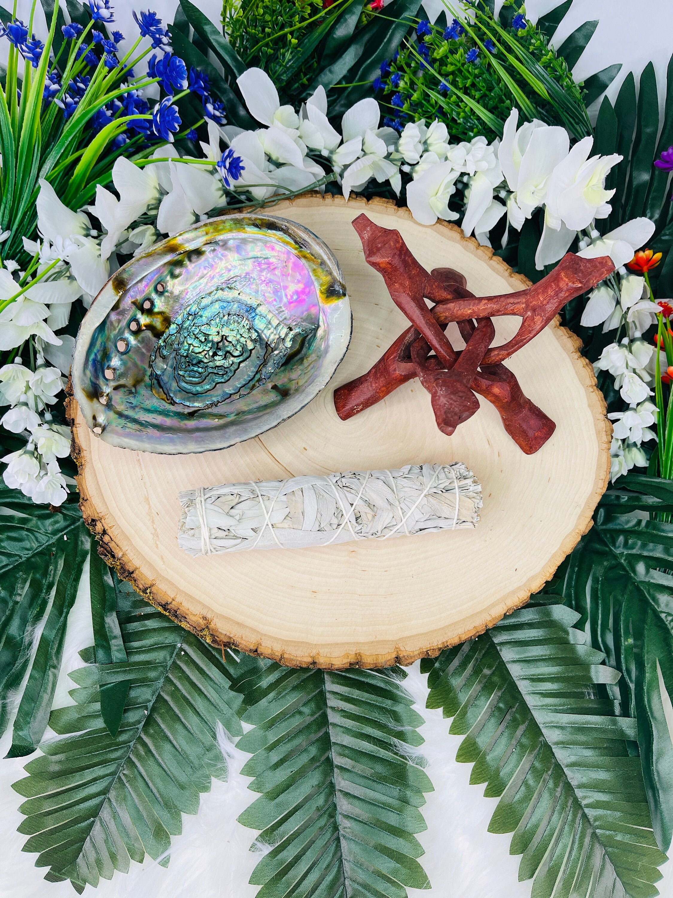 6" Smudge Kit | Abalone Shell With Cobra Stand And White Sage Bundle | Altar Tool | Shamanic Tool | Smudging 6" Smudge Kit | Abalone Shell With Cobra Stand And White Sage Bundle | Altar Tool | Shamanic Tool | Smudging